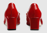 Patent Mid Heel Pumps with Double G - Black or Red