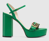 Platform Sandal with Double G, Green