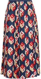 Pleated Printed Midi Skirt