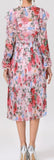 Floral-Print Ruffled Pleated Midi Dress