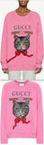 Pink Long Sleeve Jersey Logo Cat Patch Sweatshirt