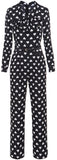 Bow-Detailed Heart-Print Jumpsuit-Black & White or Burgundy & Blue - DESIGNER INSPIRED FASHIONS