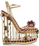 Rose-Embellished Caged Sandals - DESIGNER INSPIRED FASHIONS