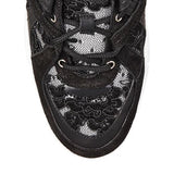 Black Mix Floral Lace on Mesh and Leather Trainers