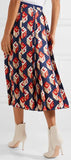 Pleated Printed Midi Skirt