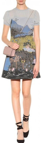 Printed Jacquard Knit Mini Dress