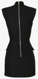 Plunge-Neck Double-Breasted Vest-Dress