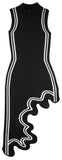 Asymmetric Wavy Dress, Black | DESIGNER INSPIRED FASHIONS