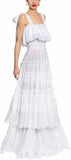 Sicilian Lace Cotton Batiste Long White Dress