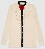 Shirt with Rose Brooch