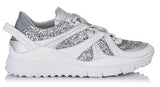 Silver Mix Coarse Glitter Fabric, Calf and Metallic Nappa Trainers