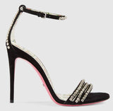Suede Sandals with Crystals - Pink or Black