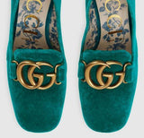 Velvet Mid-Heel Pump with Double G - Purple or Teal