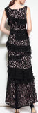 Black Sleeveless Ruffle Lace Gown