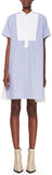 Tux-Bib Pleated Shirt-Dress, Blue & White