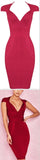 Cap-Sleeved Ribbed Mini Bandage Dress, Red