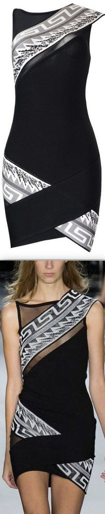 Paneled Bandage Mini Dress