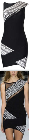 Paneled Bandage Mini Dress