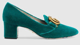 Velvet Mid-Heel Pump with Double G - Purple or Teal