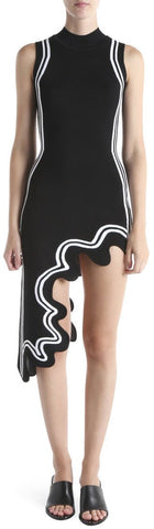 Asymmetric Wavy Dress, Black | DESIGNER INSPIRED FASHIONS