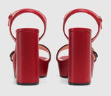 Platform Sandal with Double G, Red | DESIGNER INSPIRED FASHIONS