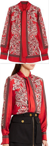 Paisley-Print Blouse, Red