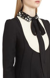 Black Tuxedo-Style Embellished Collar Dress