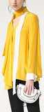 Ruffle Silk V-Neck Blouse