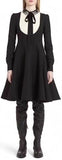 Black Tuxedo-Style Embellished Collar Dress