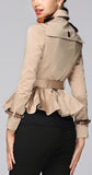 Double-Breasted Short Trench Jacket in Khaki - DESIGNER INSPIRED FASHIONS