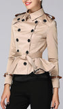Double-Breasted Short Trench Jacket in Khaki - DESIGNER INSPIRED FASHIONS