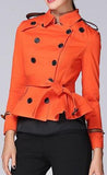 Double-Breasted Short Trench Jacket in Orange - DESIGNER INSPIRED FASHIONS