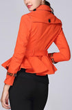 Double-Breasted Short Trench Jacket in Orange - DESIGNER INSPIRED FASHIONS