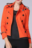 Double-Breasted Short Trench Jacket in Orange - DESIGNER INSPIRED FASHIONS