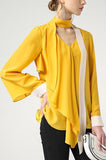 Ruffle Silk V-Neck Blouse