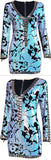 Light Blue Sequin-Embellished Long-Sleeve Mini Dress