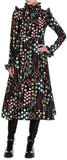 Flower Stem Pleated Midi Dress