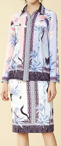 Printed Blouse & Skirt Set