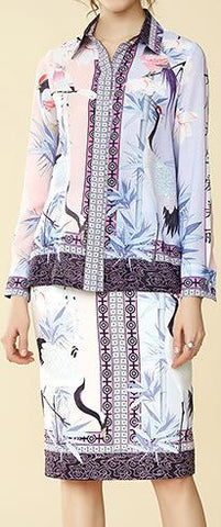 Printed Blouse & Skirt Set