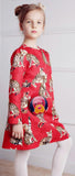 Jacquard Bengal Cat Dress, Red - DESIGNER INSPIRED FASHIONS