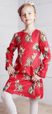 Jacquard Bengal Cat Dress, Red - DESIGNER INSPIRED FASHIONS