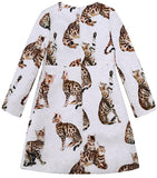 Jacquard Bengal Cat Dress, White - DESIGNER INSPIRED FASHIONS