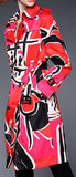 Book Cover Print Trench Coat in Red or Blue - DESIGNER INSPIRED FASHIONS