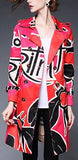 Book Cover Print Trench Coat in Red or Blue - DESIGNER INSPIRED FASHIONS