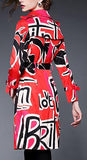 Book Cover Print Trench Coat in Red or Blue - DESIGNER INSPIRED FASHIONS