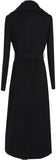 Belted Long Black Wool Wrap Coat - DESIGNER INSPIRED FASHIONS
