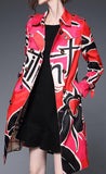 Book Cover Print Trench Coat in Red or Blue - DESIGNER INSPIRED FASHIONS