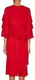Georgette Ruffle Pleated Dress in Red - DESIGNER INSPIRED FASHIONS