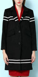 Dog Embroidered Striped Coat in Black - DESIGNER INSPIRED FASHIONS