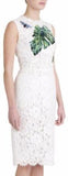 Banana-Leaf Embroidered Butterfly-Applique Lace Sleeveless Dress-White - DESIGNER INSPIRED FASHIONS